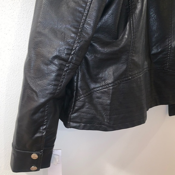 JESSICA SIMPSON moto ruffle leather jacket - Picture 10 of 11